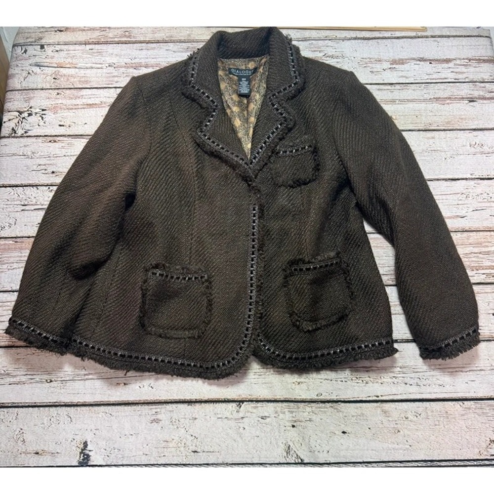 DIALOGUE women's brown textured blazer sz 20W